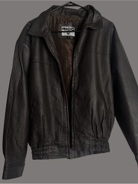 Vintage Men's Black Leather Bomber Jacket